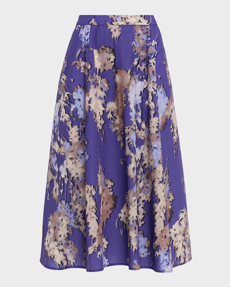 Floral-Print Crepe De Chine Maxi Skirt